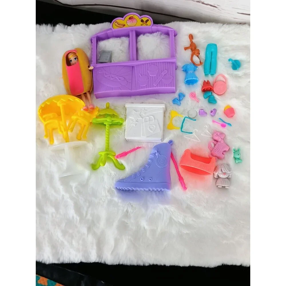 Polly Pocket Lot Ice Cream Social Toy Bundle Chair Table‎ Extras Toy